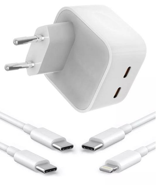 Adaptador de Carga Rápida con Doble Puerto USB-C