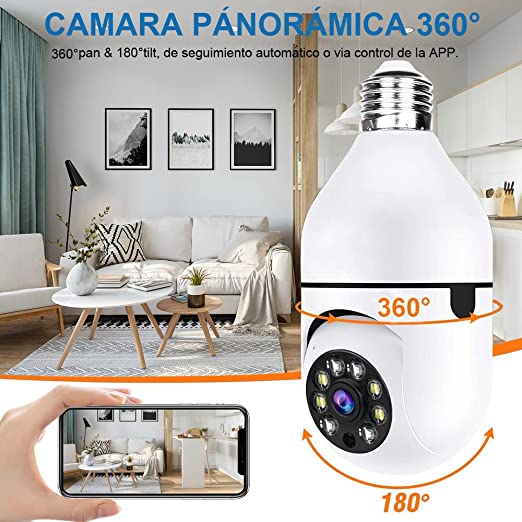 Cámara de seguridad tipo ampolleta 360°